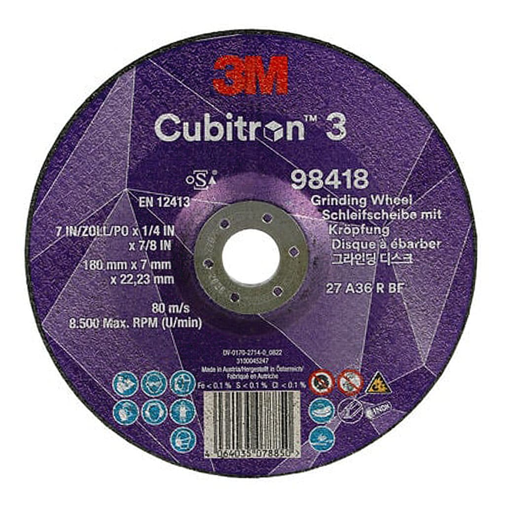 3M DC-GW 98418 disco per sgrossatura Cubitron 3 36+ 180 x 7mm T27