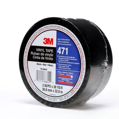 3M 471 ruban adhésif vinyle noir 0.13mm 50mm x 33m