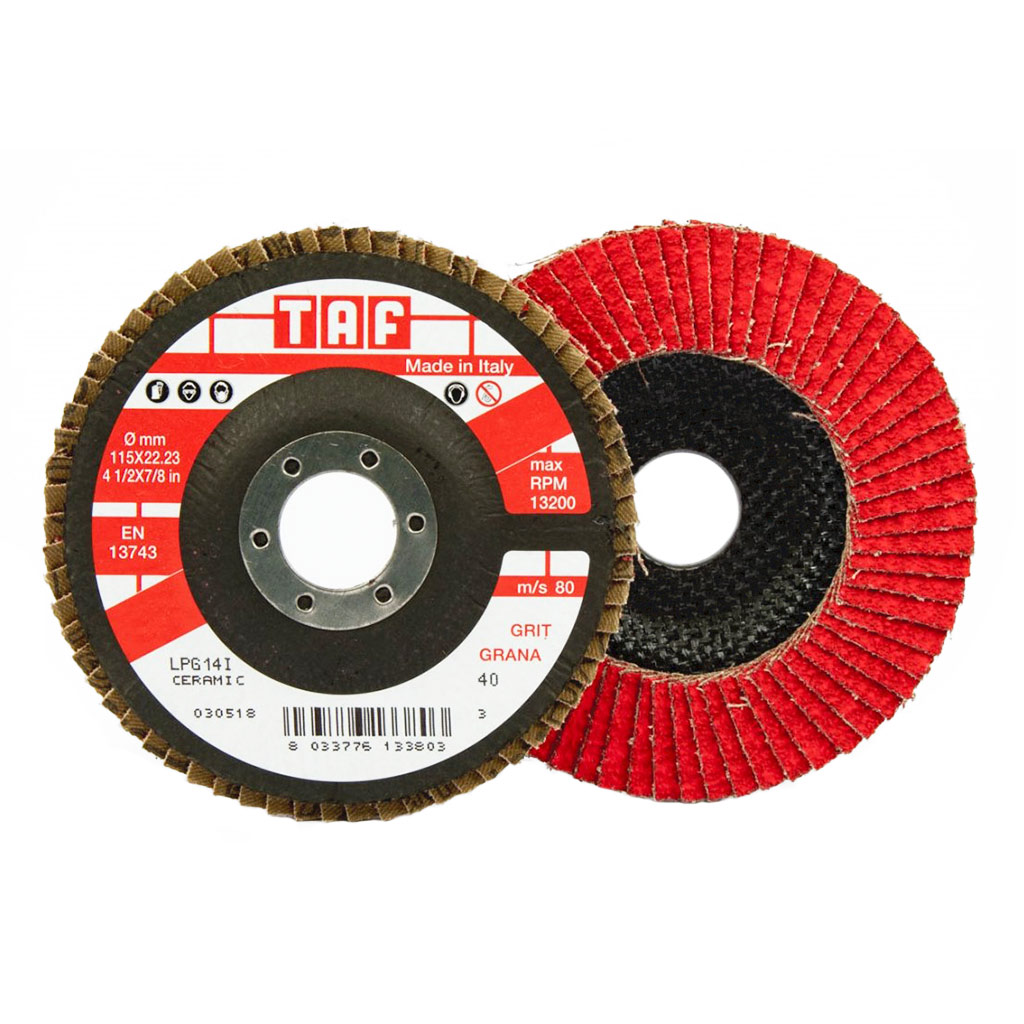 TAF ceramic flap disc LPG16 P60 125 x 22mm