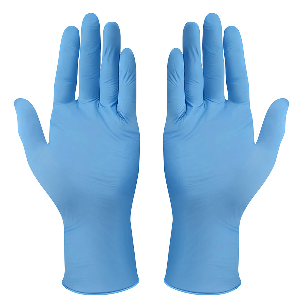 Puderfreie blaue Microflex-Nitrilhandschuhe, Größe M/7-8, Packung mit 100 Stück