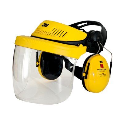 3M G500V5F11H510-GU yellow headband with visor and helmet, 26dB