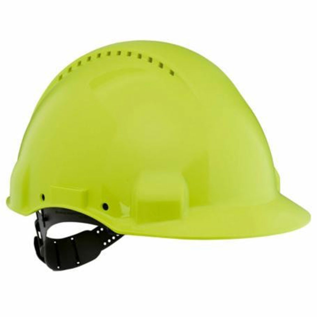 3M G3000 protective helmet with UV indicator, neon green, ventilated