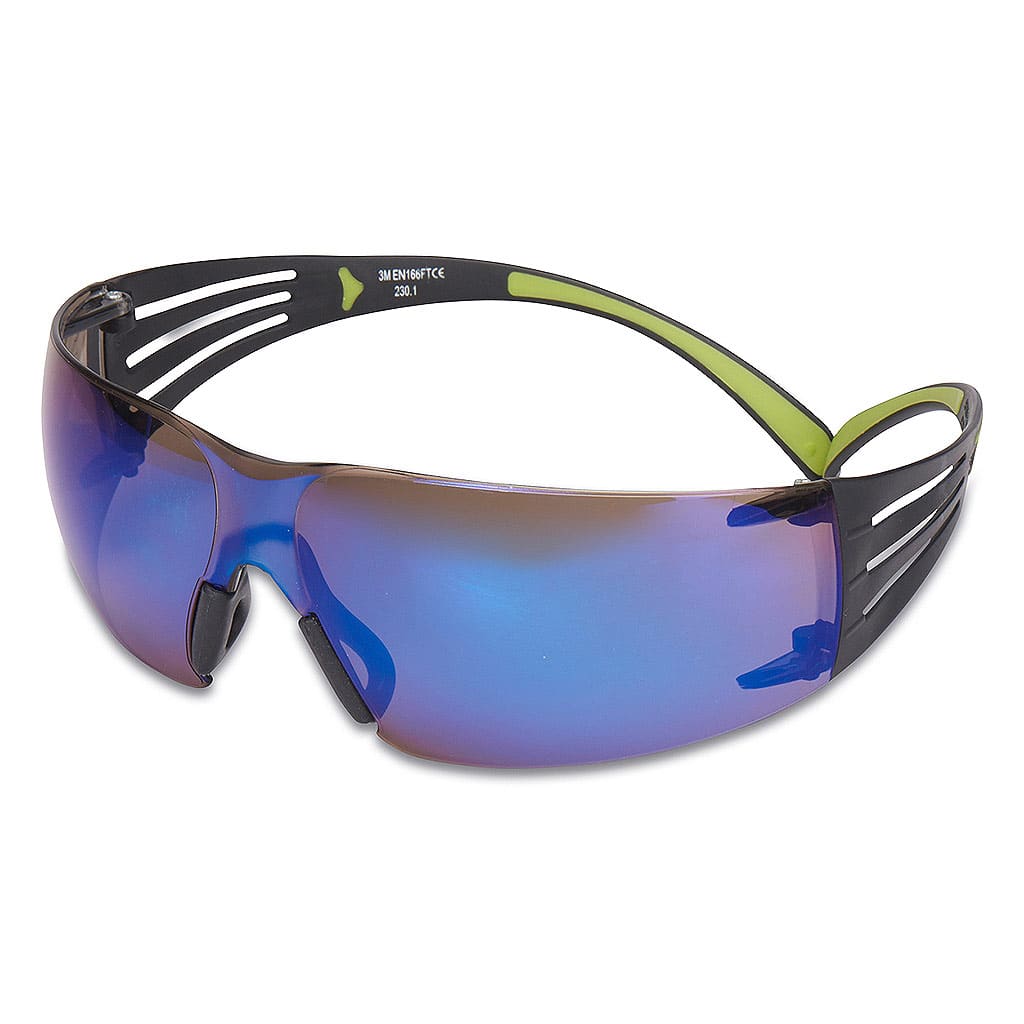 3M SF408AS Securefit Safety Glasses, Blue Mirror Lens