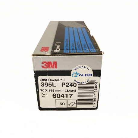 3M 395L feuille Hookit P240 70 x 198mm 8 trous