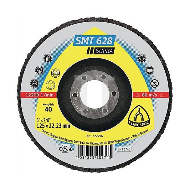 Klingspor flap disc SMT628 P60 125 x 22mm