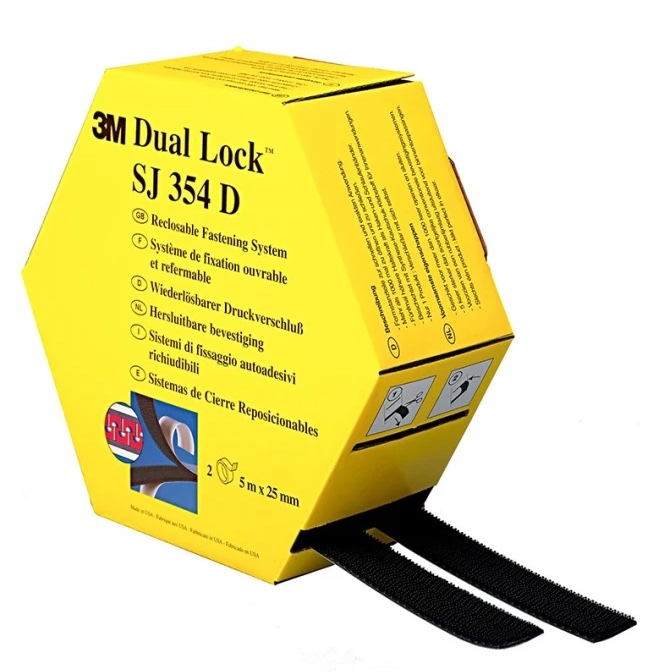 3M SJ-354D Dual Lock vorgeschnittenes schwarzes Klettband 25mm x 25m