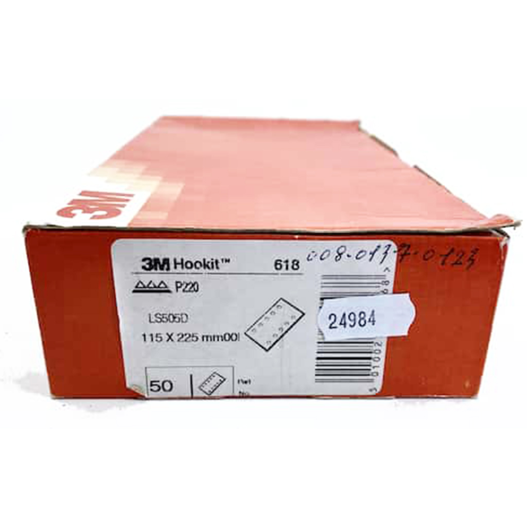 3M 618 feuille abrasive Hookit P220 115 x 225mm 10 trous