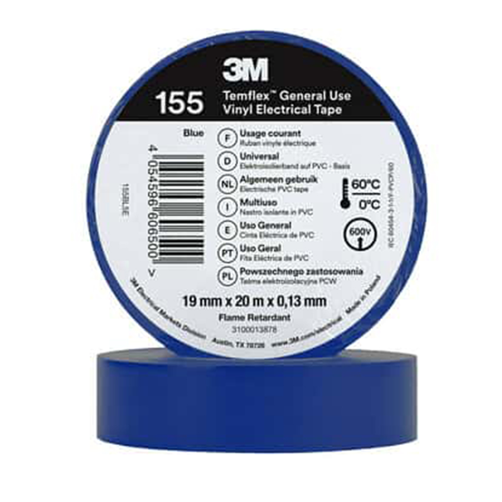 3M Temflex 155 blaues isolierendes Vinylband 0.13 19mm x 20m