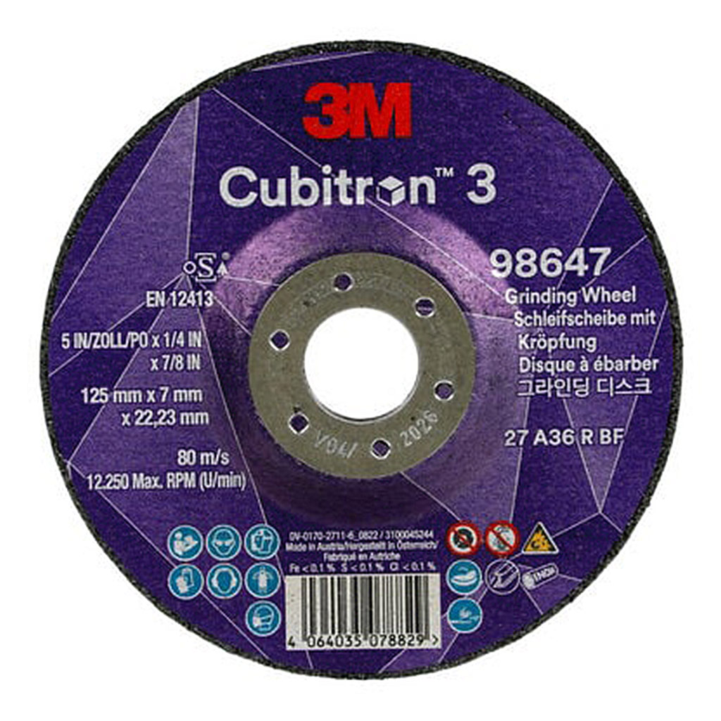 3M DC-GW 98647 Schleifscheibe Cubitron 3 A36 125 x 7mm T27