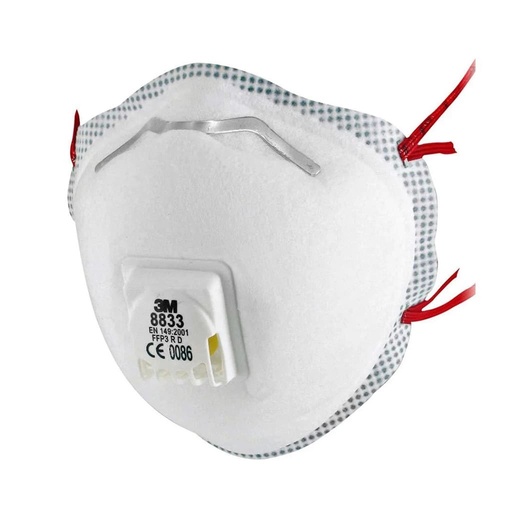 [22709] ​​​​Maschera antiparticolato 3M 8833 con valvola di espirazione FFP3