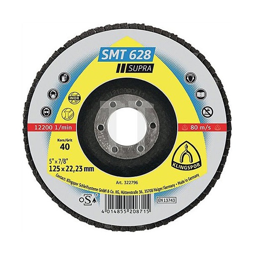 [17849] Klingspor Fächerschleifscheibe SMT628 P60 125 x 22mm