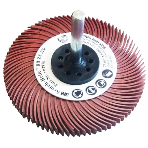 [24659] 3M BB-ZS 62970 radial bristle type C P220 rouge 75mm tige 6mm