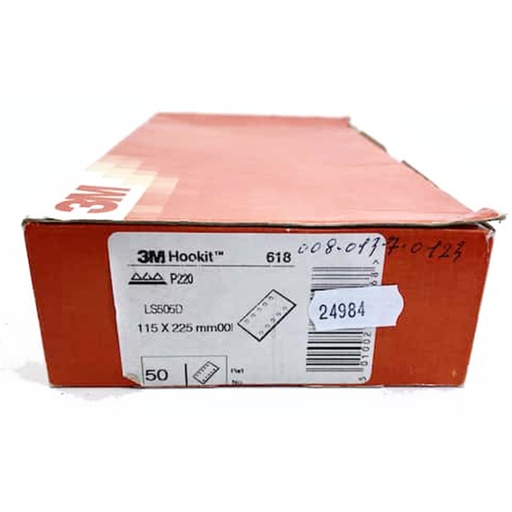 [24984] 3M 618 feuille abrasive Hookit P220 115 x 225mm 10 trous