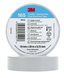 [25997] 3M Temflex 165 ruban vinyle isolant blanc 0.15 19mm x 20m