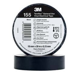 [26008] 3M Temflex 155 black insulating vinyl tape 0.13 19mm x 20m